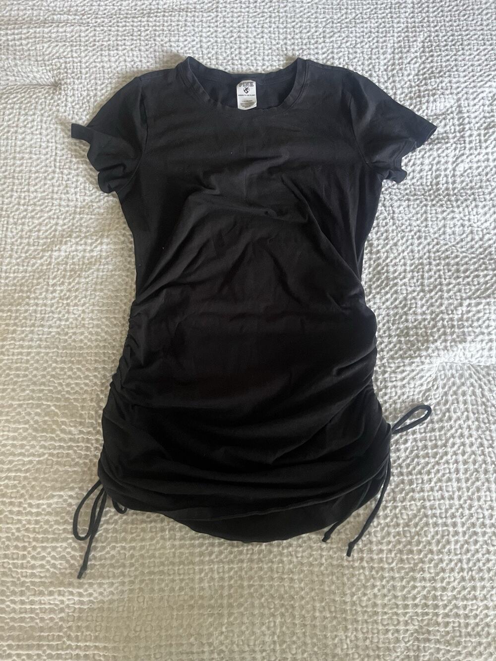 Vs Pink Cotton Mini Tee Shirt Dress Size Large Black Short Sleeve